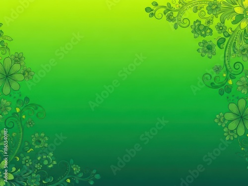 Beautiful green floral background with decorative elements