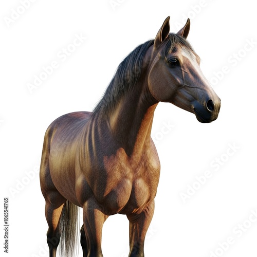 Majestic brown horse standing proudly with a muscular physique