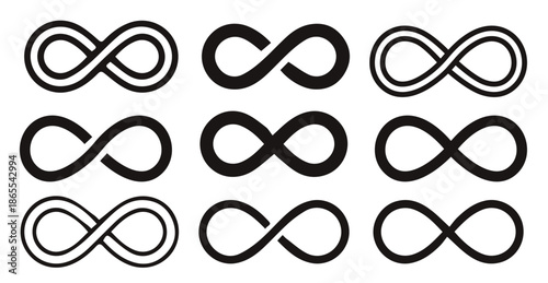 Infinity symbol set. Vector illustration