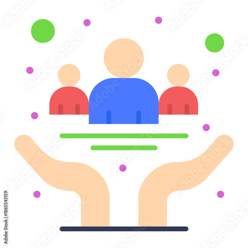 Nurturing Support: A stylized illustration depicting a nurturing concept, with hands cradling silhouetted figures, symbolizing care, protection, and support.