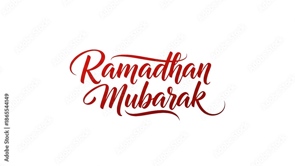 Fototapeta premium Ramadhan Mubarak Red Calligraphy – Isolated Transparent Script