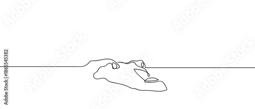 A single, continuous line of art depicting a crocodile floating on the water's surface. line art Vector drawing style on a transparent background Editable stroke.
