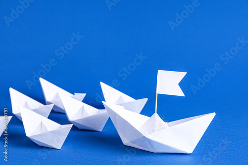 White origami boat with pap...