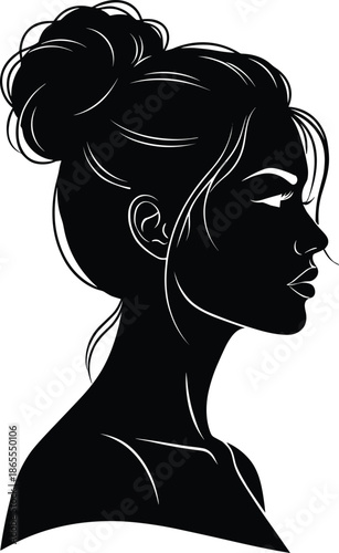 Beautiful Side Profile Silhouette of a Woman with a Bun HairstyleBeautiful Side Profile Silhouette of a Woman with a Bun Hairstyle