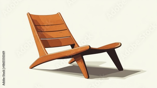 Wooden lounge chair isolated on white background for design and decoration