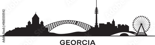 Georgia country black silhouette skyline with famous landmarks and modern city architecture