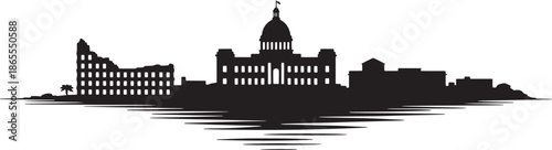 Havana cuba skyline black silhouette panorama vector illustration cityscape travel landmarks