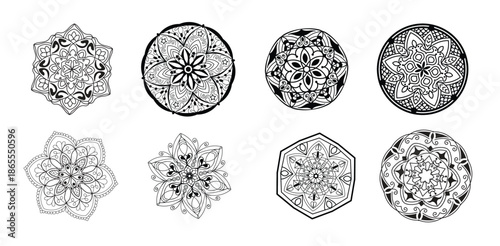 mandala bundle background black and white design concept