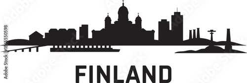 Helsinki finland cathedral skyline silhouette iconic buildings modern structures vector