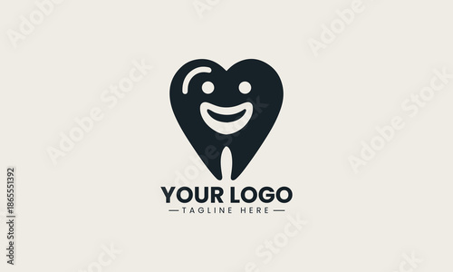 Minimalist black vector icon of a smiling heart inside a circle with a teardrop on a white background