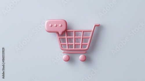 Pink shopping cart depicting a fun and playful approach to digital shopping assistance and online experiences