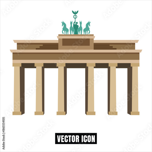 Brandenburg Gate Berlin landmark flat design vector illustration iconic monument