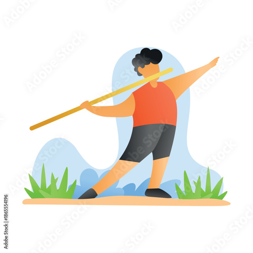javelin throw, flat design illustration good for website, mobile application and graphic design asset