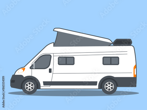Camper van illustration. Modern transportations illustration. Flat vector concept.
