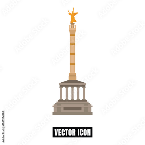 Berlin Victory Column Brandenburg Gate Quadriga vector illustration, flat design