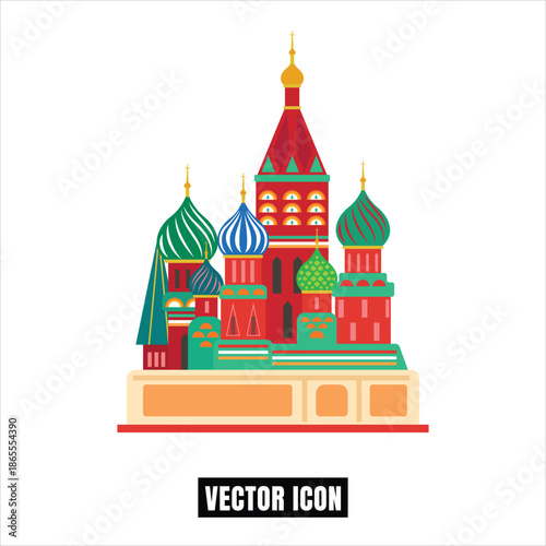 St. Basil's Cathedral Moscow Flat Design Vector Illustration