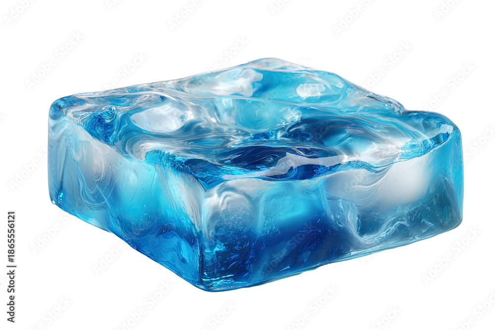 Obraz premium Translucent, textured, blue block on a black background