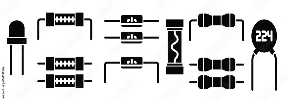 Obraz premium electronic components glyph vector elements icons