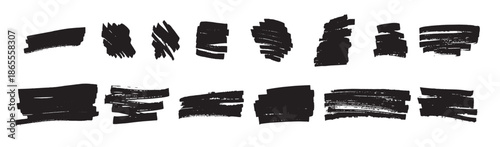 set of grunge roughly torn shapes marker highlighter