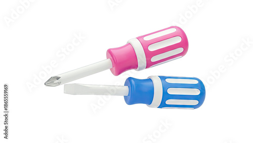 Two Colorful Screwdrivers: Phillips and Flathead