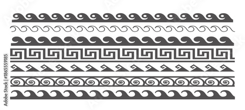  greek style seamless frames geometric border set vector