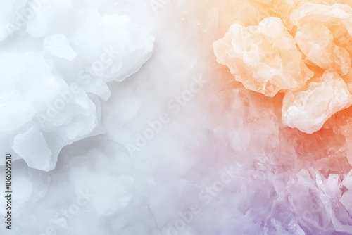 Vibrant Gradient Background with Ice Crystal Texture Combining White and Orange Hues