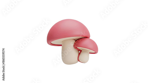 Two Pink Cartoon Mushrooms