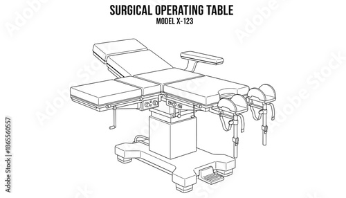 Surgical operating table vector illustration medical equipment hospital furniture and operation room