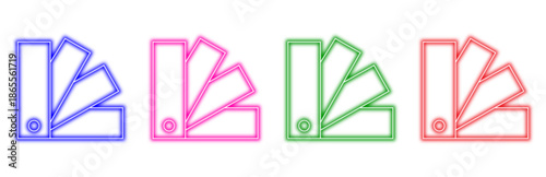 colorful neon swatch set with blue pink green and red outlines representing color selection and design choices isolated on transparent background