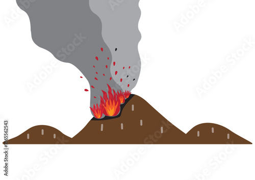 シンプルな冬の山火事イメージ