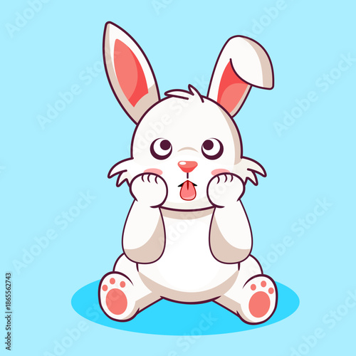 Playful Cartoon Rabbit Sticking Tongue Out  Vector Illustration Cartoon Design Kawaii