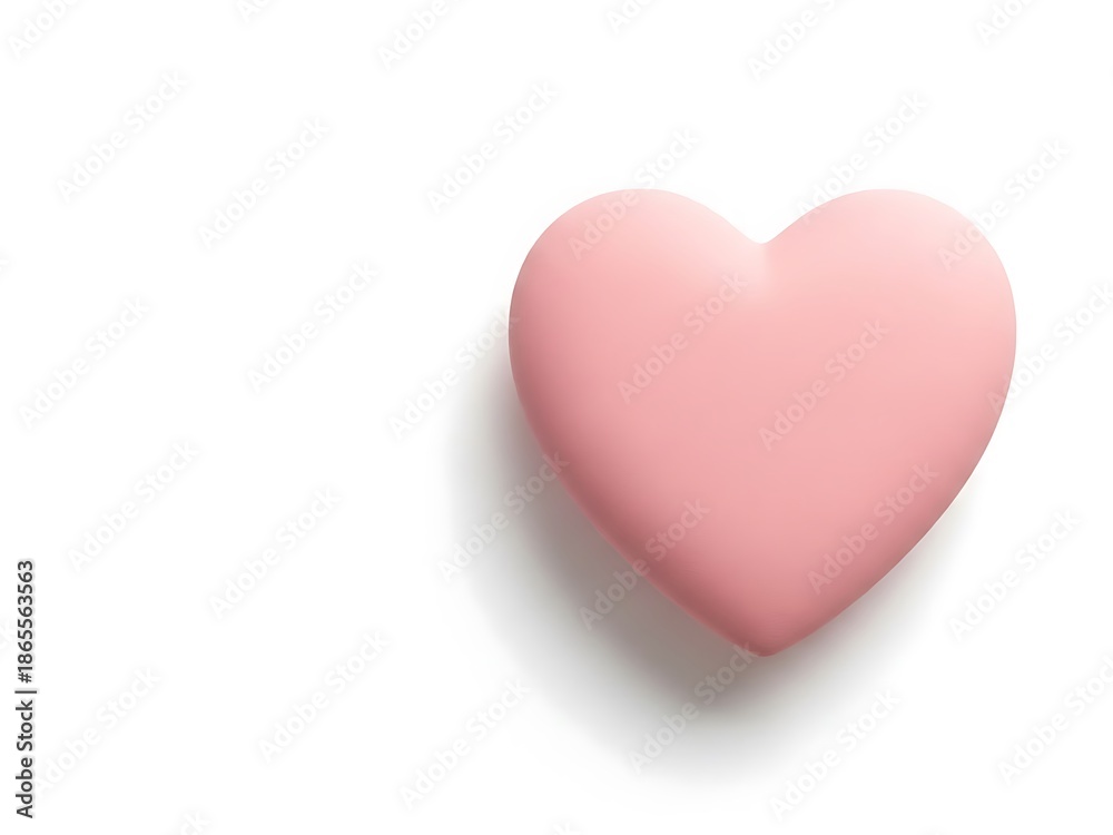 Fototapeta premium Soft pink heart shape on a plain white background