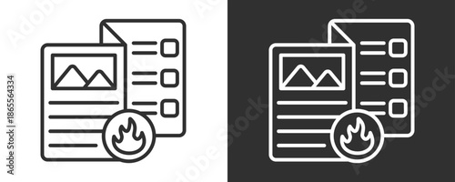 Brochure Icon Set Vector Collection Isolated In Black And White