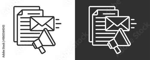 Email Marketing Icon Set Vector Collection Isolated In Black And White