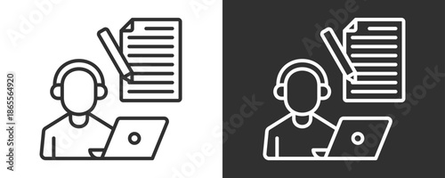 Copywriter Icon Set Vector Collection Isolated In Black And White