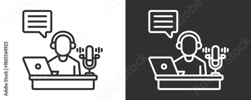 Broadcaster Icon Set Vector Collection Isolated In Black And White