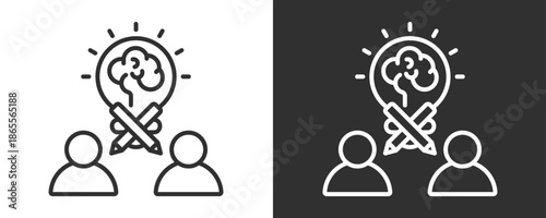 Creative Team Icon Set Vector Collection Isolated In Black And White