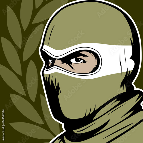 illustration of a man ultras casual hooligan in a hood with green background vector design