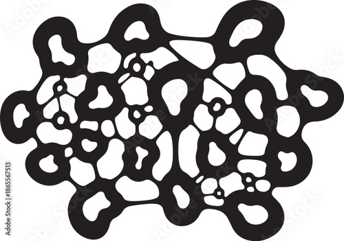 Intricate Black Abstract Shape on White Background