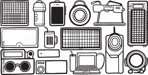 Collection of modern electronic devices and gadgets