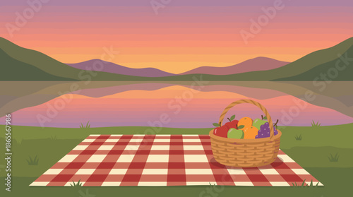Lakeside Picnic Adventure: Mountains, Sunset, and Delicious Food