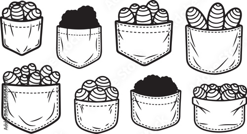 Illustration of bags filled with various desserts and sweets