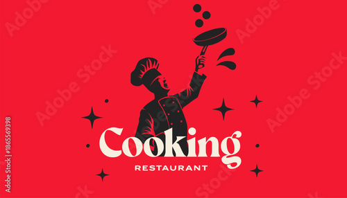 Chef cooking with skill and flair in restaurant