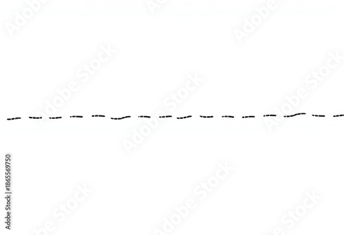 A continuous, uneven dashed squiggly line drawn in black ink on white background, style, wave