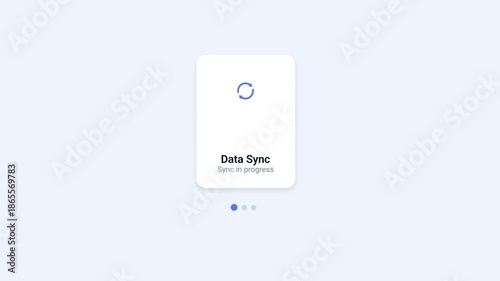 Minimal flat illustration of a mobile app screen showing data sync with a circular loading icon. Suitable for synchronization process, cloud updates, loading states, onboarding flows, and modern UI or