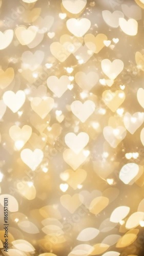 Beautiful Gold Heart Bokeh Background for Romantic and Wedding Themes