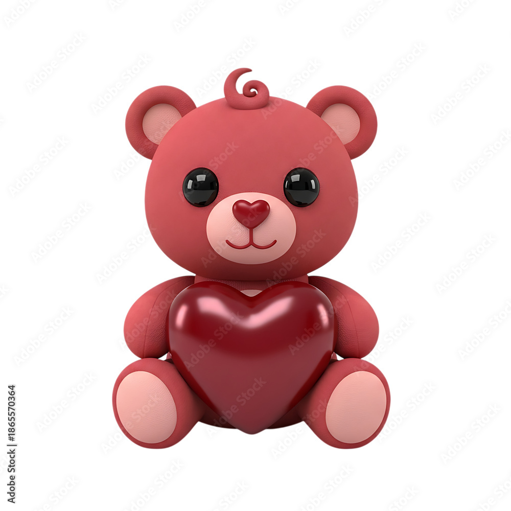 Obraz premium Red teddy bear holding heart