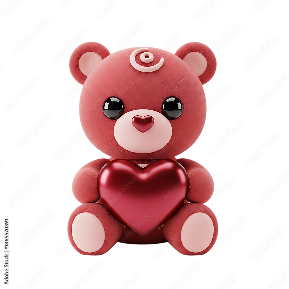 Obraz premium Red teddy bear holding heart