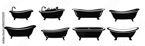 bathtub silhouette clipart tub cutting file clawfoot