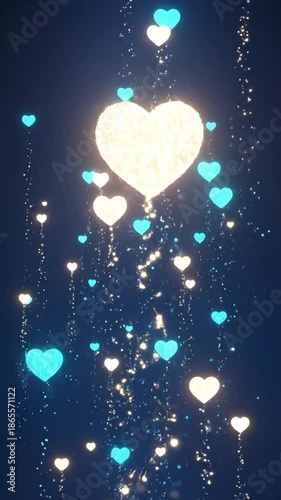 Blue Heart Sparkles Pattern Background for Digital Design and Art Projects